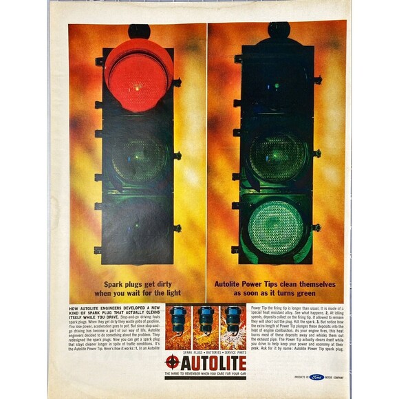 AUTOLITE Spark Plugs "The name to remember when you care for your car" Ad 1963 - Picture 1 of 3